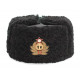 Soviet russian naval admiral winter original black astrakhan fur and leather ushanka hat with handmade cocarde