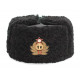 Hiver d`amiral naval russe soviétique fourrure d`astrakan noire originale et cuir ushanka chapeau avec cocarde fait à la main