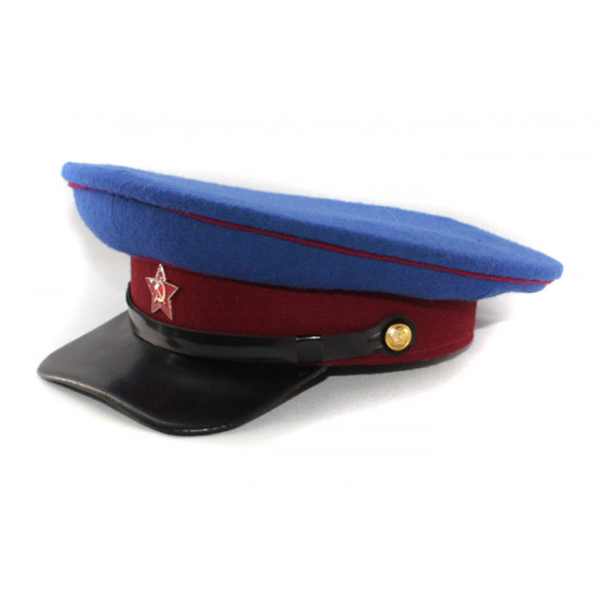 Sowjetischen russischen nkvd offiziers dunkelblauen visor hut wwii