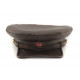 Exclusive soviet natural leather   nkvd type brown visor hat called "komissarka' 