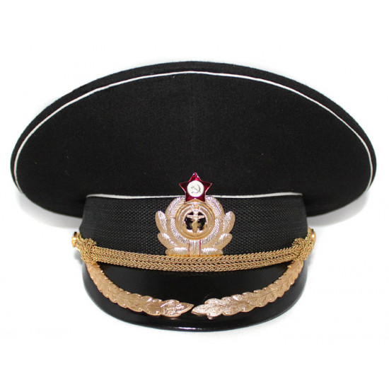 Flotte soviétique / haut chapeau de visière d`officiers de grade naval russe m69