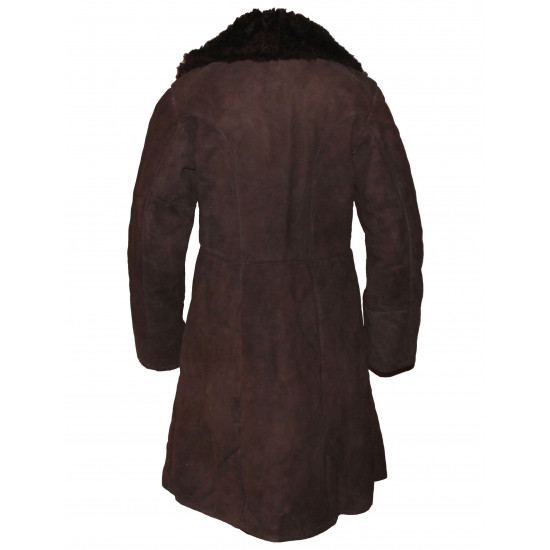 Rare manteau en peau de mouton marron daim russe, pardessus, taille tulup 52 (US 42)