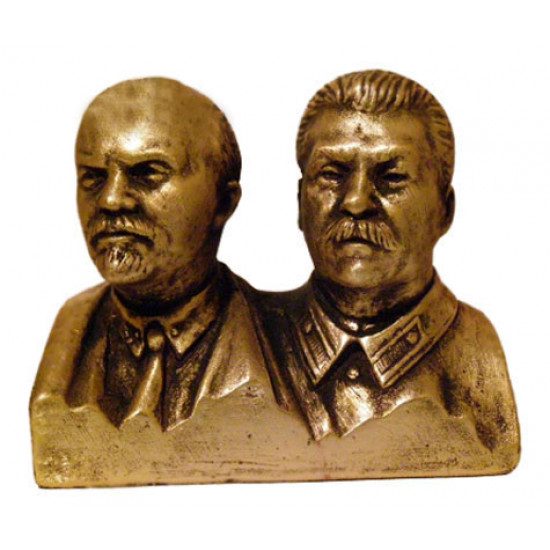   bronze soviet bust of lenin & stalin