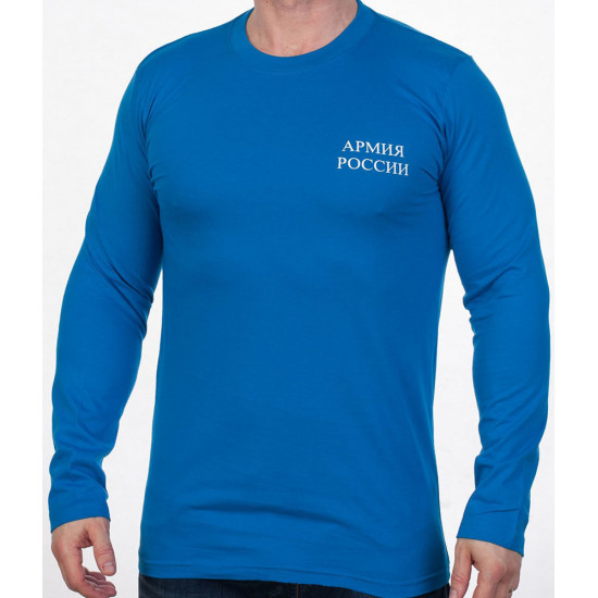 Military blue t-shirt with long sleeves air force cotton