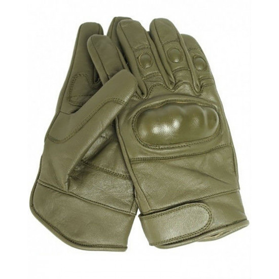 Gants de poing en cuir de sport / tactique avec Knuckles de couleur olive