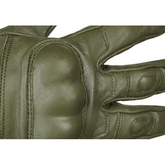 Gants de poing en cuir de sport / tactique avec Knuckles de couleur olive