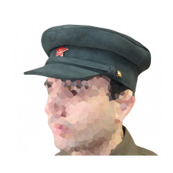 Soviet /   military Officer khaki Suede Leather  visor hat Soviet /   military Officer khaki Suede Leather  visor hat