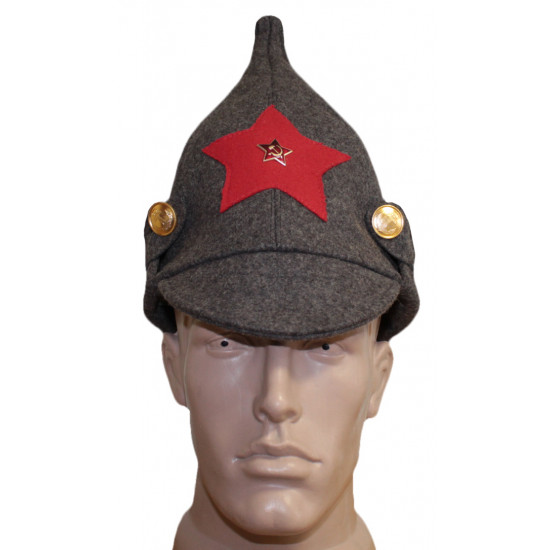 Russe d`infanterie rkka soviétique chapeau d`hiver de laine militaire rouge budenovka avec earflaps