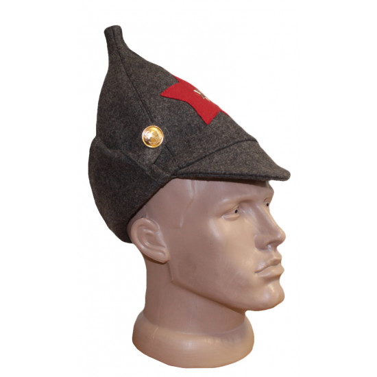 Red Army brown winter hat Russian military headwear Budenovka