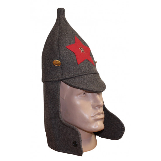 Soviet rkka infantry russian red army woolen winter hat budenovka with earflaps