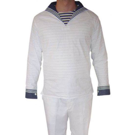 Chaqueta marinera de la flota naval rusa con cuello en color blanco.