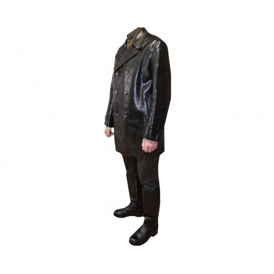 Leather black uniform of Russian Soviet officer Leather black uniform of Russian Soviet officer