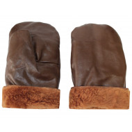 Naval Fleet leather mittens winter in brown color   Naval Fleet leather mittens winter in brown color
