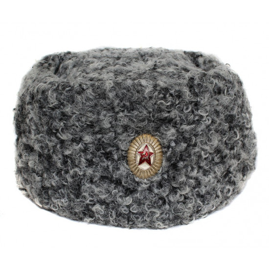 High rank Soviet Officers gray fur hat Papakha