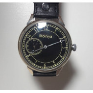 Reloj de pulsera negro ruso MOLNIYA con dorso transparente Reloj de pulsera negro ruso MOLNIYA con dorso transparente
