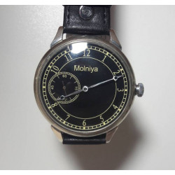 MOLNIYA montre-bracelet noire russe avec dos transparent MOLNIYA montre-bracelet noire russe avec dos transparent