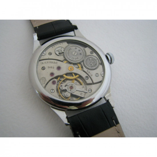 Reloj de pulsera negro ruso MOLNIYA con dorso transparente