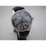 Montre gothique russe avec crânes mécanique Molniya avec mécanisme transparent au dos Montre gothique russe avec crânes mécanique Molniya avec mécanisme transparent au dos
