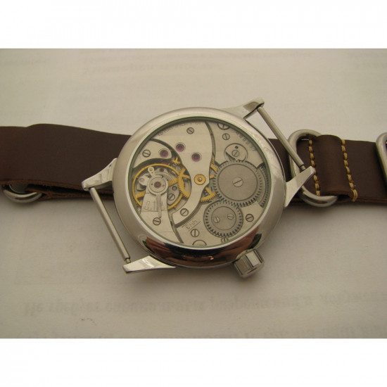   mechanical white wrist watch Molniya TRANSPARENT