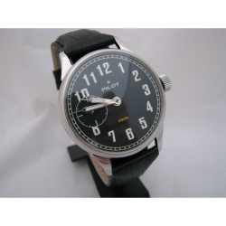 Montre vintage russe noire Molnija PILOT avec dos transparent Montre vintage russe noire Molnija PILOT avec dos transparent