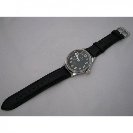 Reloj de pulsera vintage ruso negro Molnija PILOT con dorso transparente