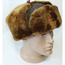 Soviet   warm brown Ushanka hat with synthetic fur Soviet   warm brown Ushanka hat with synthetic fur