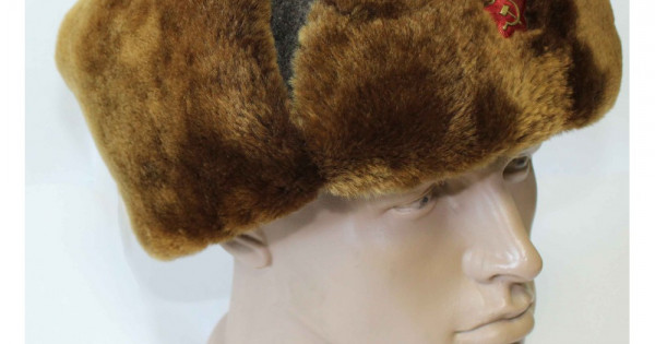 Soviet warm brown Ushanka hat with synthetic fur display picture 2