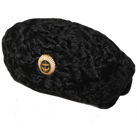 BTK   Soviet Black Karakul Beret with ANCHOR BADGE