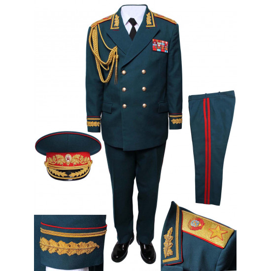 USSR   Marshal PARADE Uniforme Soviético Pantalones de túnica y visera sombrero