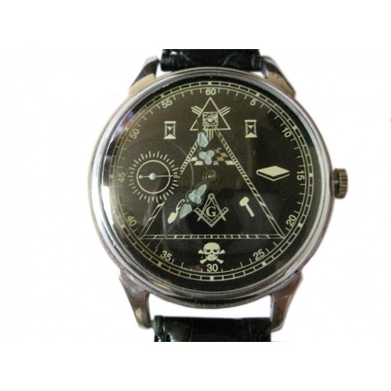 Rare   wristwatch "MOLNIJA / Molnia" with Masonic Symbols (Lightning)