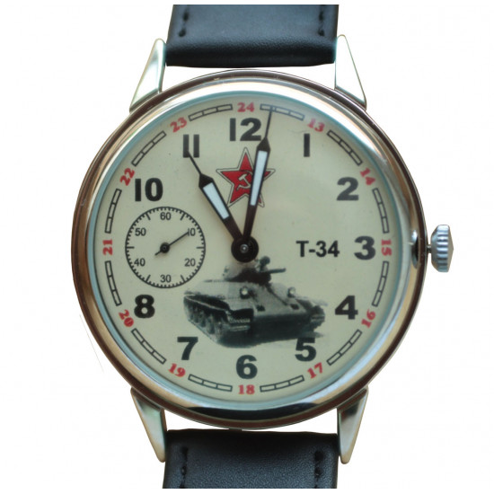 Reloj de los hombres mecánicos militares soviéticos MOLNIJA "TANQUE T-34"