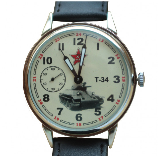 Montre-bracelet mécanique des hommes militaires soviétiques MOLNIJA "TANK T-34"