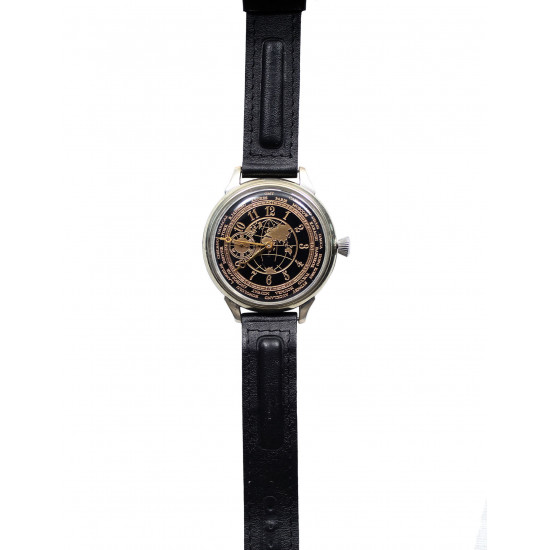 Vintage Mechanical Soviet wrist Watch "MOLNIJA" - World Time / Rare Russian wrist watch Molnia