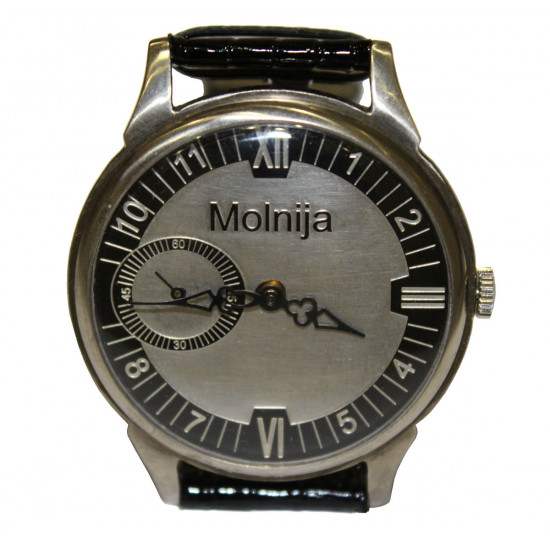 Reloj mecánico clásico soviético "MOLNIJA / Molnia" con las figuras romanas