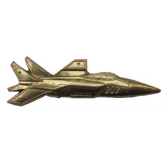 Soviet air force badge golden military mig-31 plane
