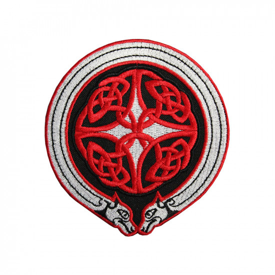 Red Mythical Celtic Embroidered Ornament Sew-on / Iron-on / Velcro Patch