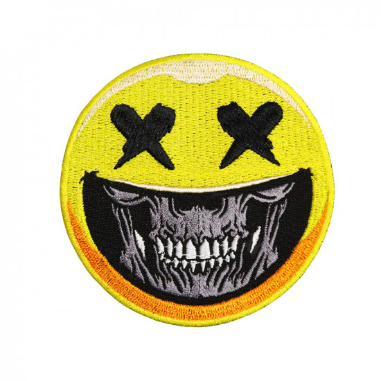 Skull with Smile Halloween Embroidered Sleeve Sew-on / Iron-on / Velcro Patch