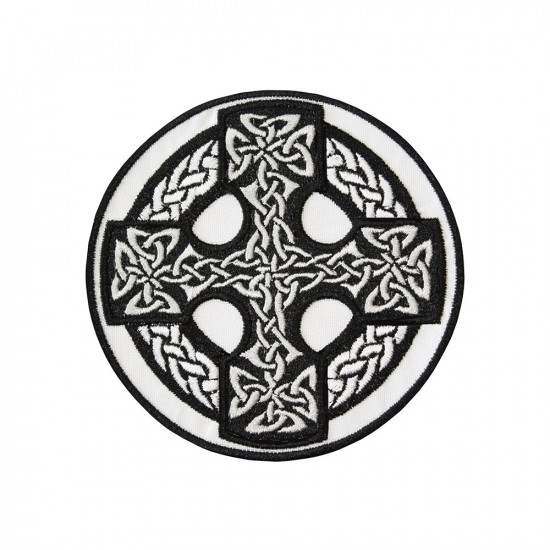 Celtic Cross With Ornament Embroidered Sew-on / Iron-on / Velcro Patch