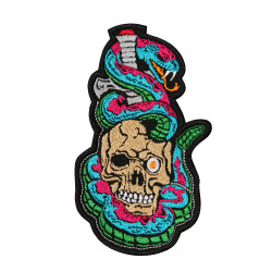 Schlange mit Totenkopf Orochimaru Stickerei zum Aufnähen / Aufbügeln / Klettverschluss Schlange mit Totenkopf Orochimaru Stickerei zum Aufnähen / Aufbügeln / Klettverschluss