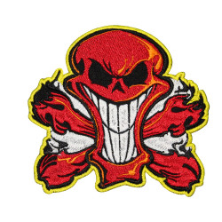 Red Skull With Fire Halloween Embroidered Sew-on / Iron-on / Velcro Patch Red Skull With Fire Halloween Embroidered Sew-on / Iron-on / Velcro Patch