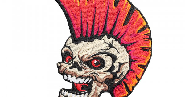 Punk Head Skull with Spike Hair Iron Sew on Embroidered Patch #1802