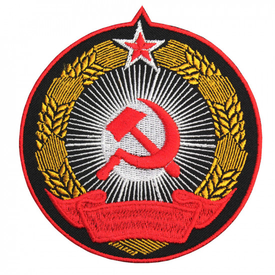 Sowjetische Stickerei mit Hammer und Sichel zum Aufnähen / Aufbügeln / Klettverschluss