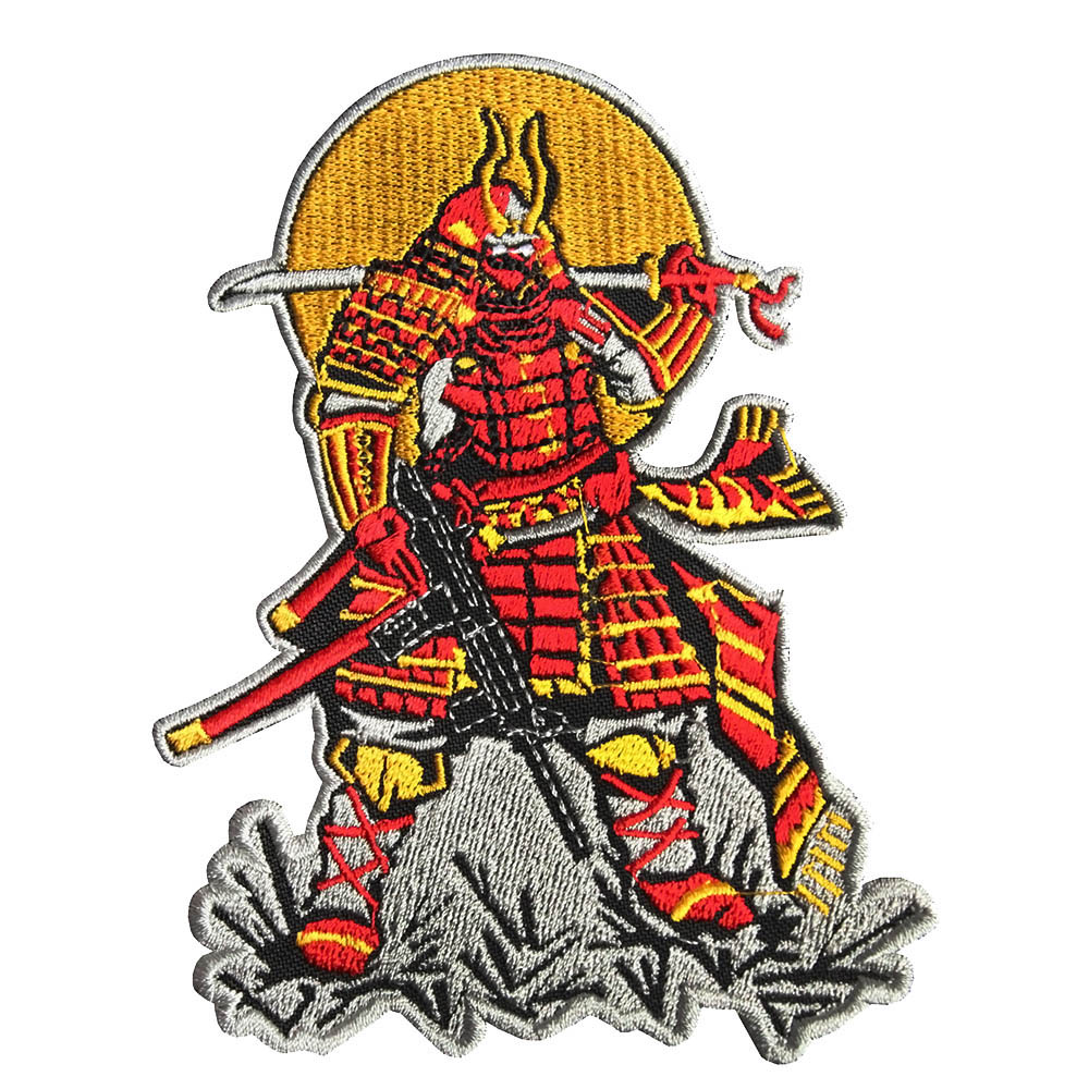 Samurai Back Patch Japan Warrior in Armor Samurai Embroidered Sew-on / Iron-on / Velcro Patch