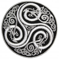  Ornement de mythologie celtique blanc brodé à coudre / thermocollant / patch velcro  Ornement de mythologie celtique blanc brodé à coudre / thermocollant / patch velcro
