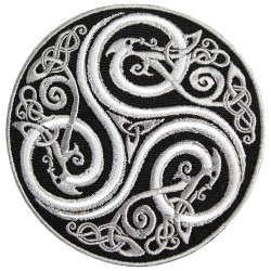 White Celtic Mythology Ornament Embroidered Sew-on / Iron-on / Velcro Patch White Celtic Mythology Ornament Embroidered Sew-on / Iron-on / Velcro Patch