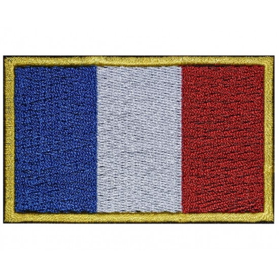 Drapeau de la France brodé à la main Patch # 1 brodé