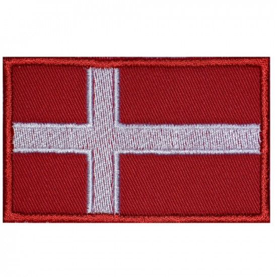 Bandera de país de Dinamarca bordado cosido a mano original parche # 1