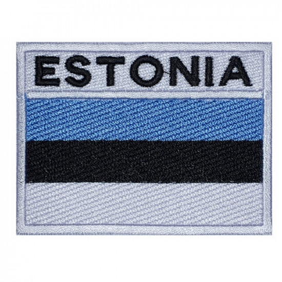 Parche cosido a mano bordado de la bandera de Estonia # 3