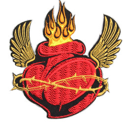 Heart and Fire Tattoo Embroidery Custom Sew-on / Iron-on / Velcro Patch Heart and Fire Tattoo Embroidery Custom Sew-on / Iron-on / Velcro Patch