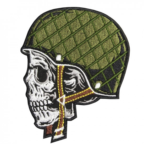 Skull in Helmet Army Special Forces Embroidery Custom Sew-on / Iron-on / Velcro Patch